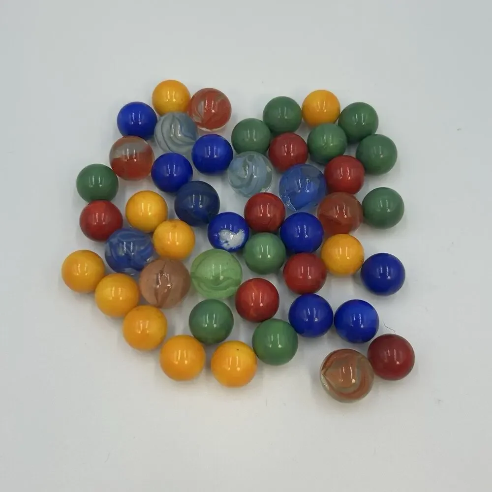 Vintage Marbles Lot Of 46 Various Colors Sizes VTG Old Skool Games